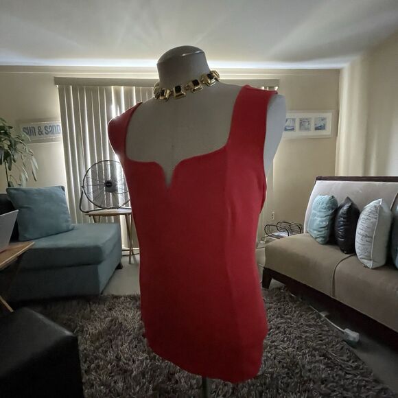 Ava Viv Black Sleeveless Blouse 3x Red Tank Top Casual Cotton Blend - Picture 4 of 10